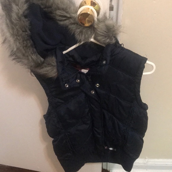 Large Navy Blue Vest with Hood - Picture 3 of 3